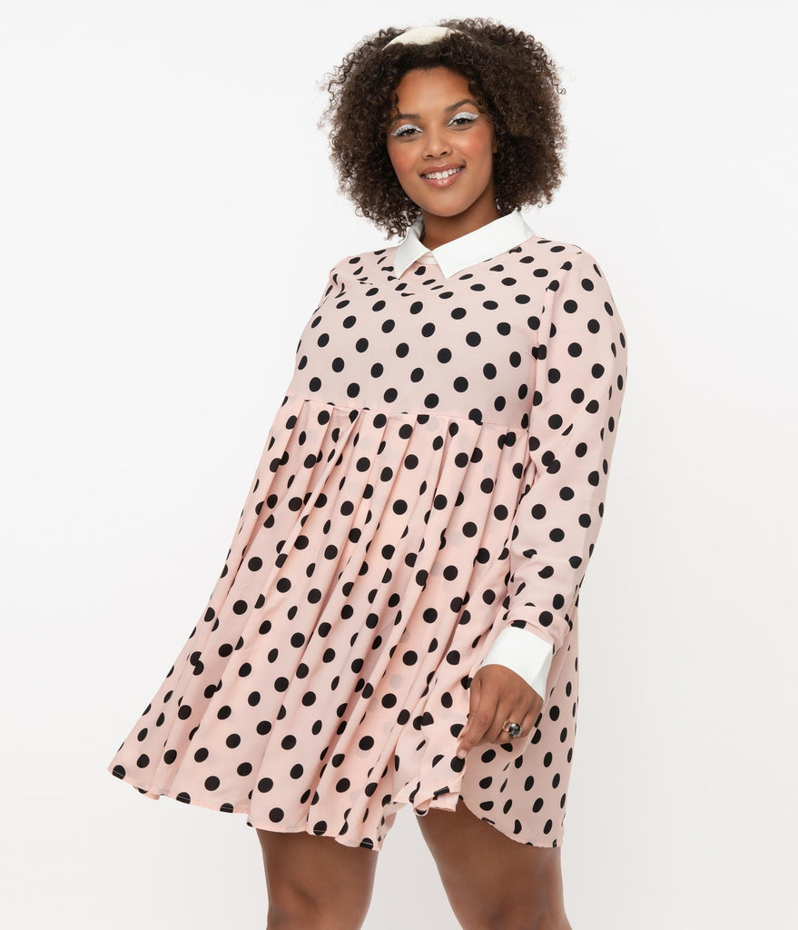 Black Polka Dots Peggy Babydoll Dress